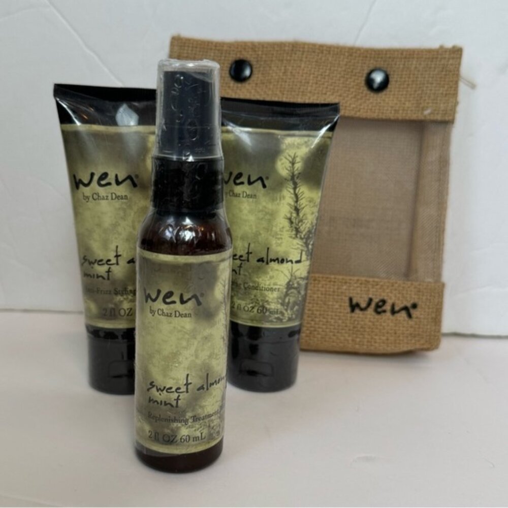 Wen NEW 3 piece Sweet Almond Mint Cleansing Conditioner Anti Frizz Styling Cream
